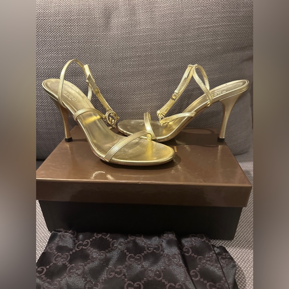 Gorgeous gold strappy Gucci stilettos
